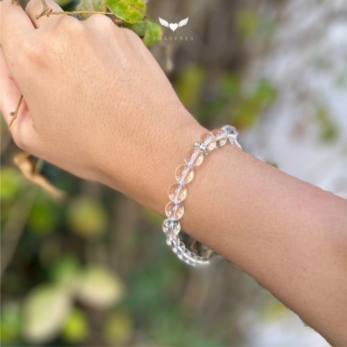 Pulsera de cuarzo cristal con aplicaciones cuentas brillantes